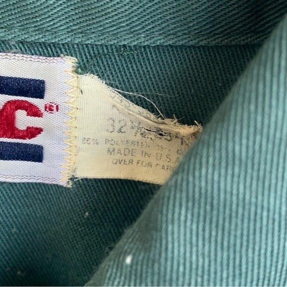 Vintage Workwear Big Mac Mechanic Work Shirt Green Mens Made in USA 80s 90s - Picture 4 of 6